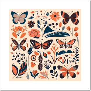 monarch butterflies hand drawing pattern Posters and Art